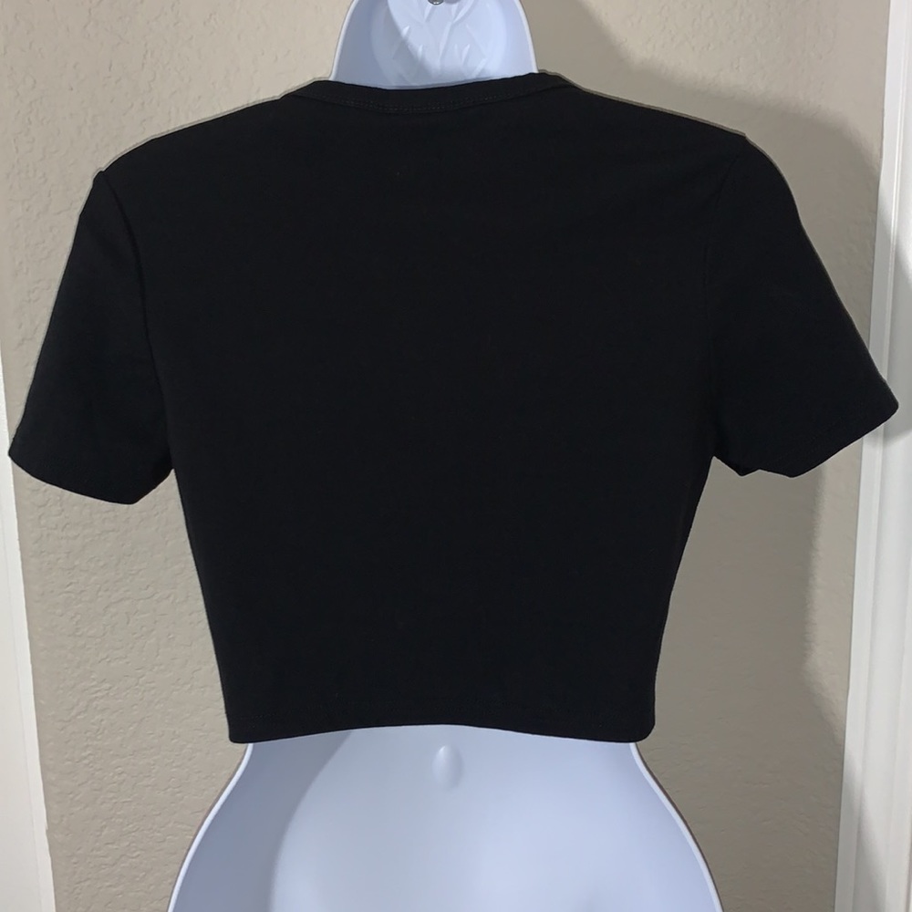 'Caution' Rhinestone Crop Tee - Picture 2 of 5
